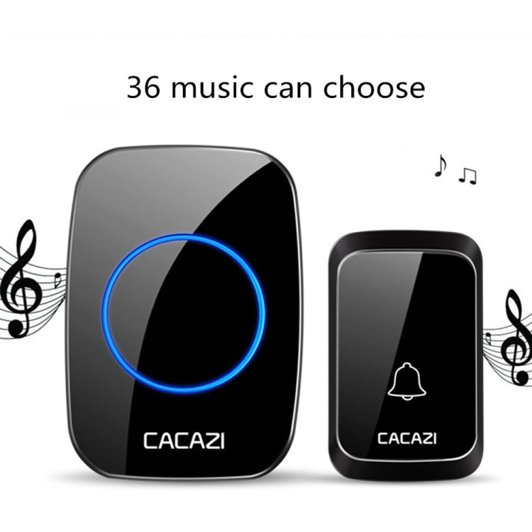 CACAZI A06-DC 1 To 1 Battery Type Smart Home Wireless Waterproof Music Doorbell(Black) - Wireless Doorbell by CACAZI | Online Shopping South Africa | PMC Jewellery | Buy Now Pay Later Mobicred