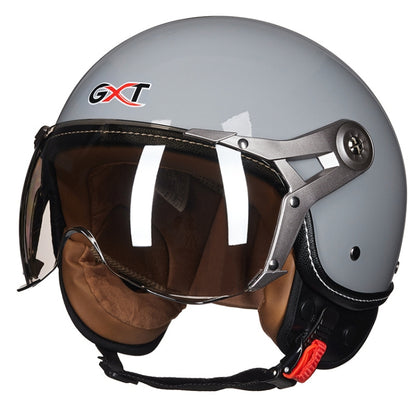 GXT Electric Vehicle Half Cover Helmet Four Seasons Retro Helmet, Size: L(Cement Gray) - Helmets by GXT | Online Shopping South Africa | PMC Jewellery | Buy Now Pay Later Mobicred