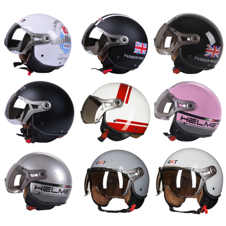 GXT Electric Vehicle Half Cover Helmet Four Seasons Retro Helmet, Size: M(Painted White Red Stripes) - Helmets by GXT | Online Shopping South Africa | PMC Jewellery | Buy Now Pay Later Mobicred