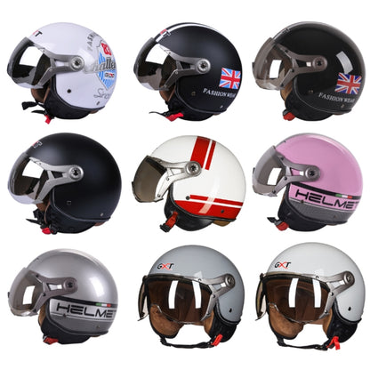 GXT Electric Vehicle Half Cover Helmet Four Seasons Retro Helmet, Size: M(Painted White Red Stripes) - Helmets by GXT | Online Shopping South Africa | PMC Jewellery | Buy Now Pay Later Mobicred