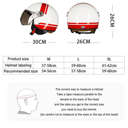 GXT Electric Vehicle Half Cover Helmet Four Seasons Retro Helmet, Size: M(Painted White Red Stripes) - Helmets by GXT | Online Shopping South Africa | PMC Jewellery | Buy Now Pay Later Mobicred