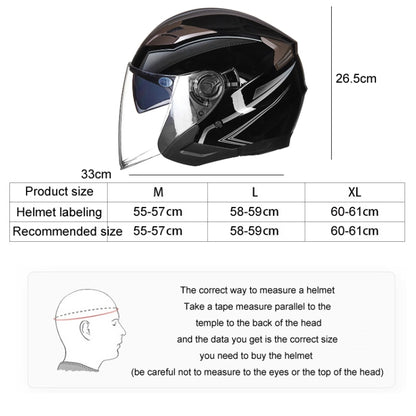 GXT 708 Electric Vehicle Dual Lens Helmet Four Seasons Safety Helmet, Size: L(Bright Black Gray) - Helmets by GXT | Online Shopping South Africa | PMC Jewellery | Buy Now Pay Later Mobicred