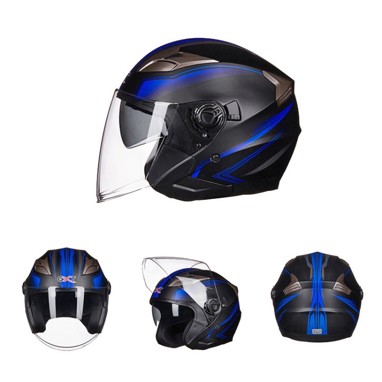 GXT 708 Electric Vehicle Dual Lens Helmet Four Seasons Safety Helmet, Size: XL(Matt Black Blue) - Helmets by GXT | Online Shopping South Africa | PMC Jewellery | Buy Now Pay Later Mobicred