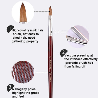 Red Wood Handle Kolinsky Hair Nail Art Brush No. 12 - Nail Art Equipment by PMC Jewellery | Online Shopping South Africa | PMC Jewellery | Buy Now Pay Later Mobicred