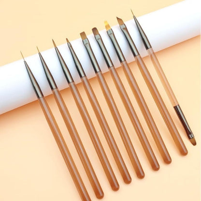 Brown Nail Art Pen Set Colorful Drawing Tools, Style: Flat Head Fen - Nail Art Equipment by PMC Jewellery | Online Shopping South Africa | PMC Jewellery | Buy Now Pay Later Mobicred