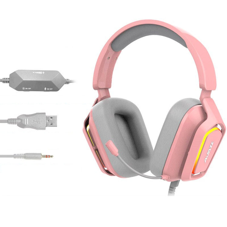 Ajazz AX368 Computer Game Audio Recognition RGB Headset 3.5mm Version (Pink) - free shipping - PMC Jewellery - Order now!