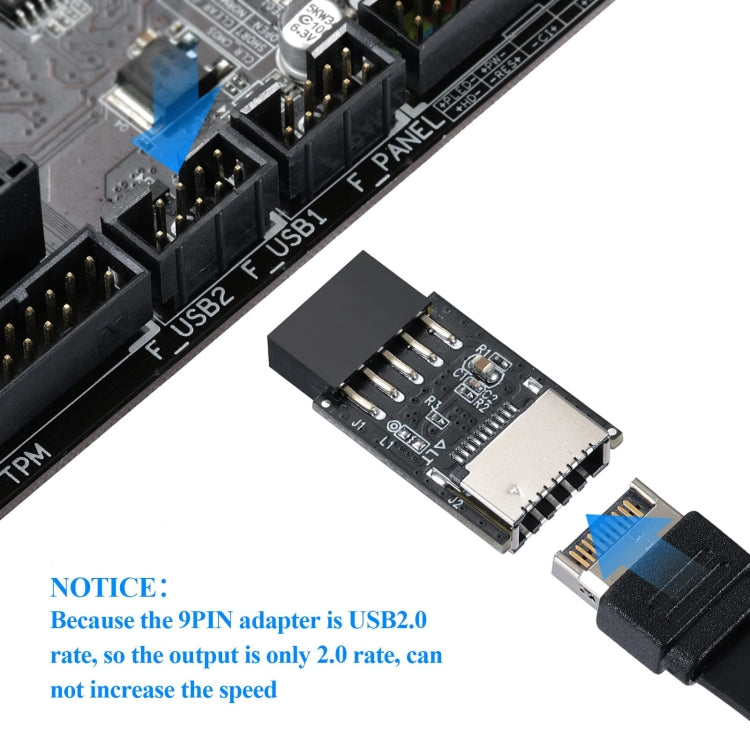 USB 2.0 Front Panel Header USB 9pin To USB 2.0 Type-E Internal Adapter - Add-on Cards by PMC TechLife | Online Shopping South Africa | PMC TechLife
