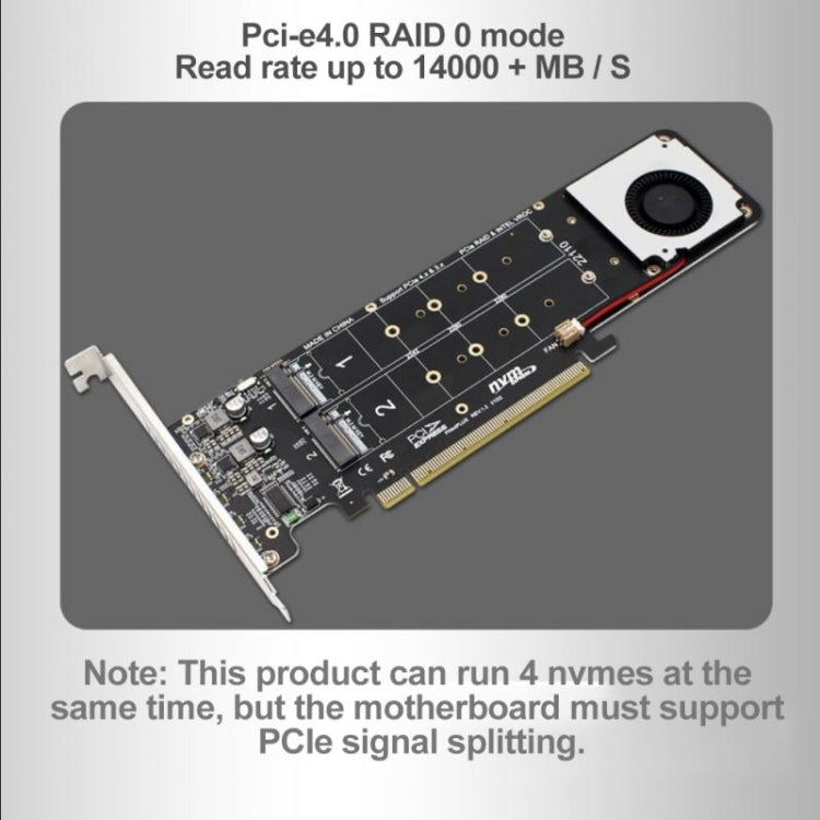 PCI-E X16 to M.2 M-key NVME X4 SSD RAID Array Expansion Adapter Support 2242/2260/2280/22110(PH44Plus) - Card Adapter by PMC Jewellery | Online Shopping South Africa | PMC Jewellery | Buy Now Pay Later Mobicred