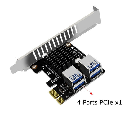 PCIE To PCI-E4 Port USB3.0 Expansion Card Graphics Card Extension(Half High Baffle) - Add-on Cards by PMC Jewellery | Online Shopping South Africa | PMC Jewellery | Buy Now Pay Later Mobicred