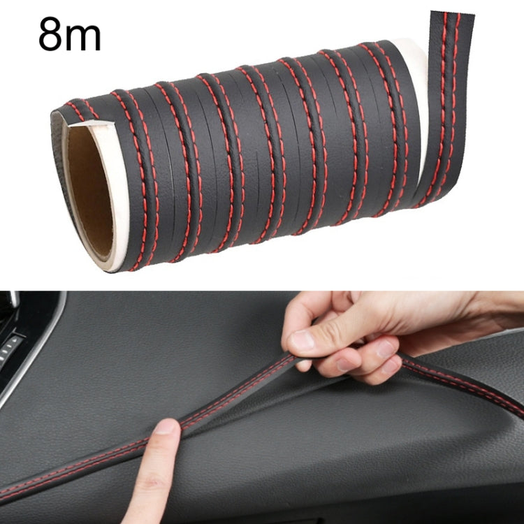 8m Car Center Console Interior Modification Leather Gap Strip(Black Red) - Car Interior Mouldings by PMC Jewellery | Online Shopping South Africa | PMC Jewellery | Buy Now Pay Later Mobicred