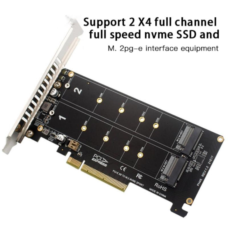 PCI-E X8 Double Disk Transfer Card NVME M.2 MKEY SSD RAID Array Expansion Adapter(PH45) - Card Adapter by PMC TechLife | Online Shopping South Africa | PMC TechLife