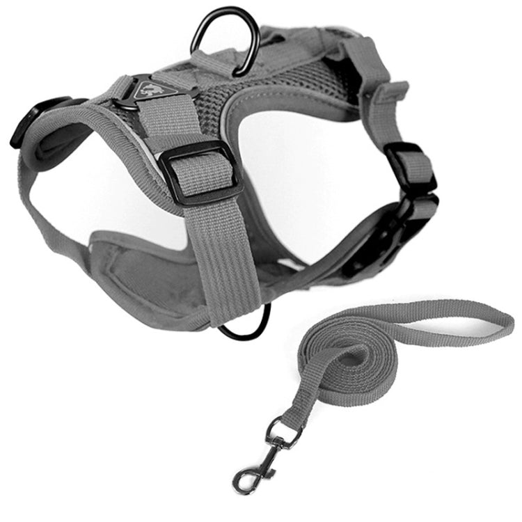 Pet Vest Harness + Traction Rope Set Reflective Breathable Dog Cat Harness, Size: S(Gray) - Leashes by PMC TechLife | Online Shopping South Africa | PMC TechLife