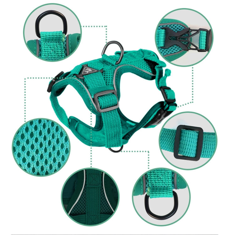 Pet Vest Harness + Traction Rope Set Reflective Breathable Dog Cat Harness, Size: L(Blue) - free shipping - PMC TechLife - Order now!