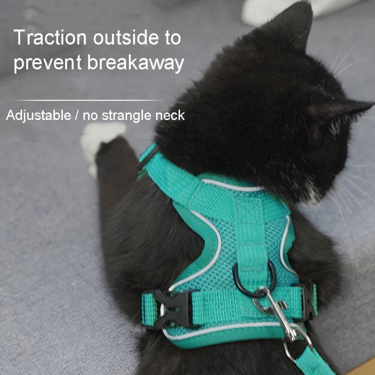 Pet Vest Harness + Traction Rope Set Reflective Breathable Dog Cat Harness, Size: S(Gray) - Leashes by PMC TechLife | Online Shopping South Africa | PMC TechLife