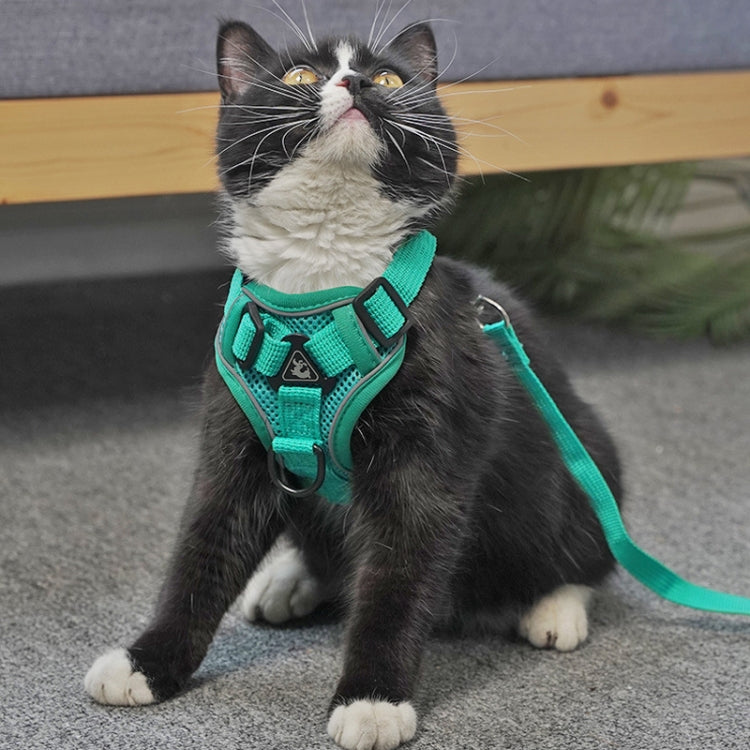 Pet Vest Harness + Traction Rope Set Reflective Breathable Dog Cat Harness, Size: S(Pink) - Leashes by PMC TechLife | Online Shopping South Africa | PMC TechLife