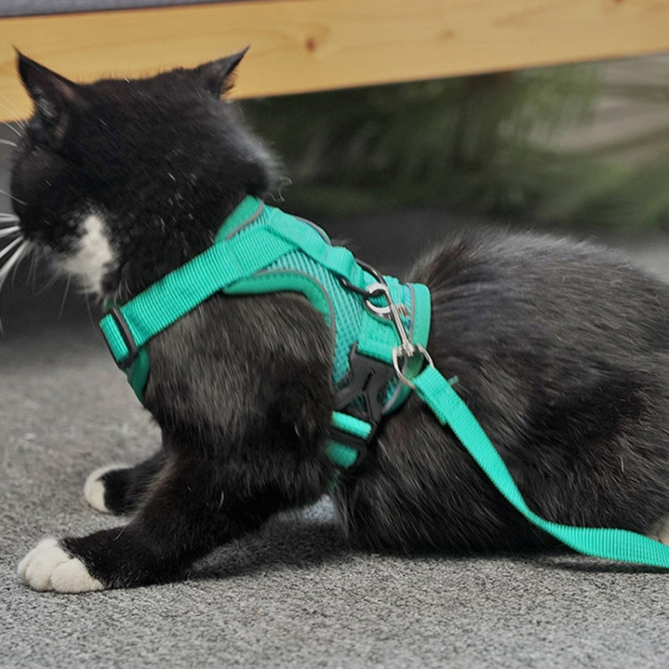 Pet Vest Harness + Traction Rope Set Reflective Breathable Dog Cat Harness, Size: M(Red) - Leashes by PMC TechLife | Online Shopping South Africa | PMC TechLife