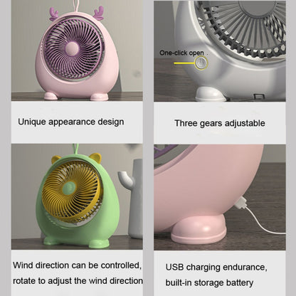 Dormitory Portable Animal Ear Desktop Electric Fan, Style: Charging Version Pink - Electric Fans by PMC Jewellery | Online Shopping South Africa | PMC Jewellery | Buy Now Pay Later Mobicred