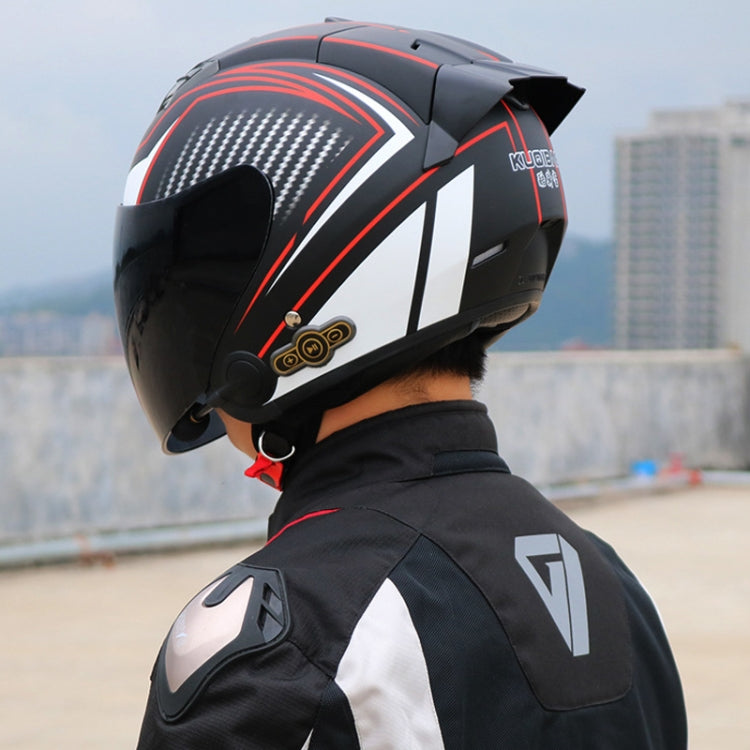 KUQIBAO Motorcycle Smart Bluetooth Sun Protection Double Lens Safety Helmet, Size: L(Glossy Black Phantom Fiber) - Helmets by KUQIBAO | Online Shopping South Africa | PMC Jewellery | Buy Now Pay Later Mobicred