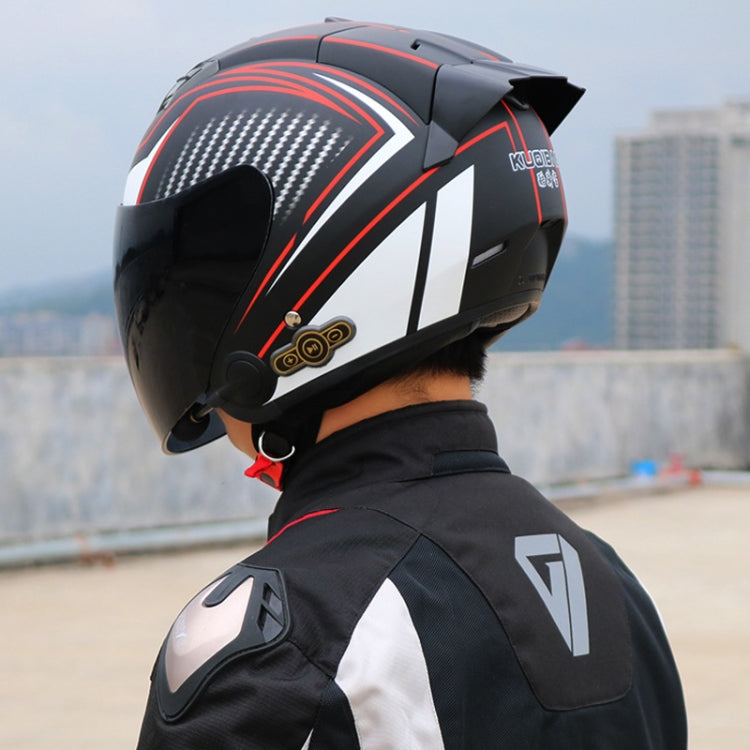 KUQIBAO Motorcycle Smart Bluetooth Sun Protection Double Lens Safety Helmet, Size: M(White+Gray Tail) - free shipping - PMC TechLife - Order now!