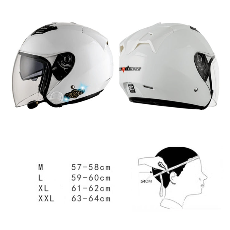 KUQIBAO Motorcycle Smart Bluetooth Sun Protection Double Lens Safety Helmet, Size: L(White) - free shipping - PMC TechLife - Order now!