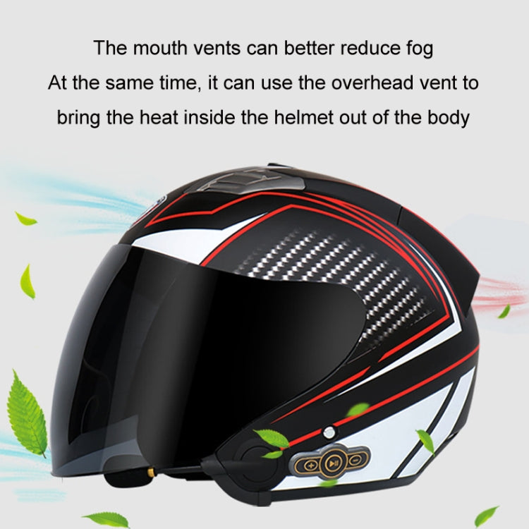 KUQIBAO Motorcycle Smart Bluetooth Sun Protection Double Lens Safety Helmet, Size: L(Glossy Black Phantom Fiber) - Helmets by KUQIBAO | Online Shopping South Africa | PMC Jewellery | Buy Now Pay Later Mobicred