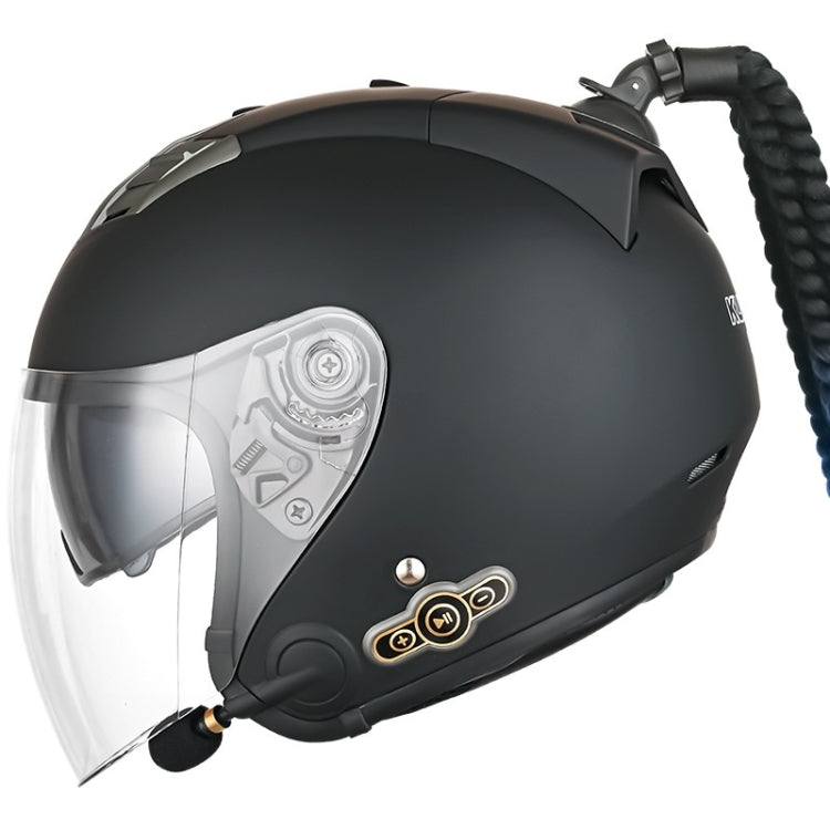 KUQIBAO Motorcycle Bluetooth Headset Double Lens Helmet With Braid, Size: XXL(Scrub Black) - free shipping - PMC TechLife - Order now!