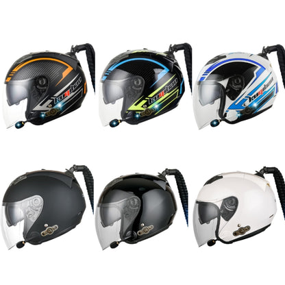 KUQIBAO Motorcycle Bluetooth Headset Double Lens Helmet With Braid, Size: M(Bright Black) - Helmets by KUQIBAO | Online Shopping South Africa | PMC Jewellery | Buy Now Pay Later Mobicred