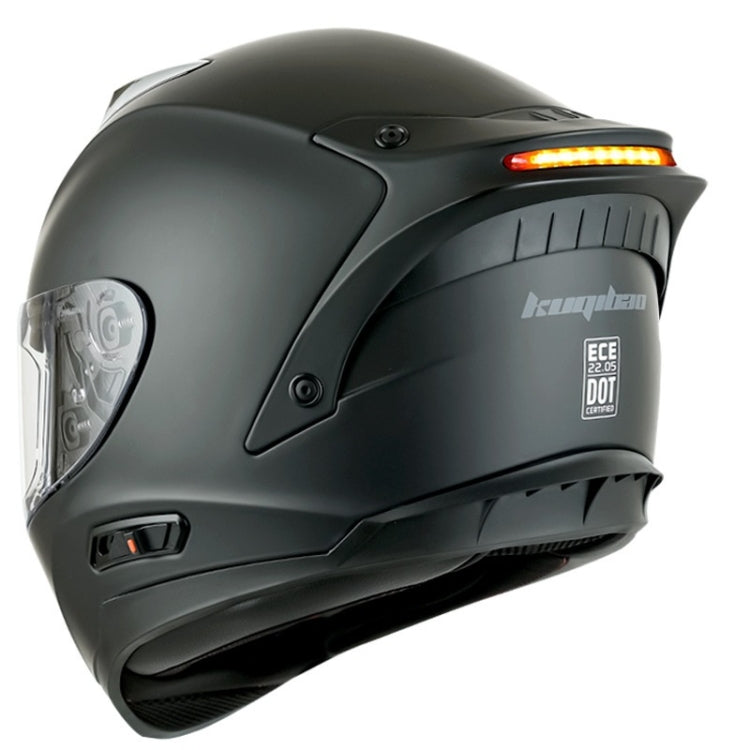 KUQIBAO Motorcycle Dual Lens Anti-Fog Helmet With LED Light, Size: XXL(Matte Black) - Helmets by KUQIBAO | Online Shopping South Africa | PMC Jewellery | Buy Now Pay Later Mobicred