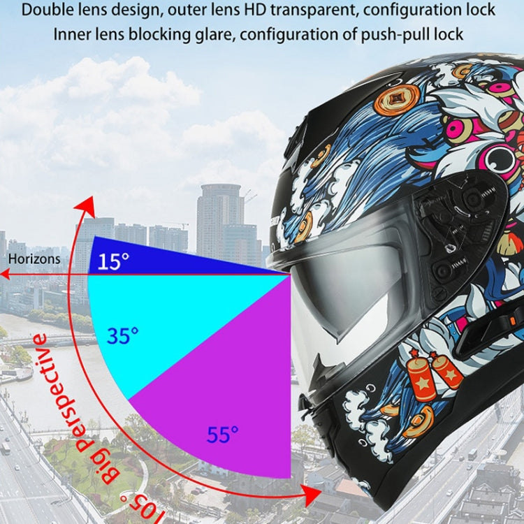 KUQIBAO Motorcycle Dual Lens Anti-Fog Helmet With LED Light, Size: M(White) - Helmets by KUQIBAO | Online Shopping South Africa | PMC Jewellery | Buy Now Pay Later Mobicred