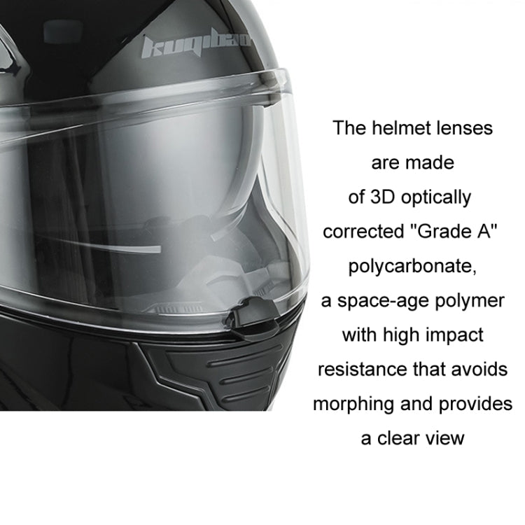 KUQIBAO Motorcycle Dual Lens Anti-Fog Helmet With LED Light, Size: XL(Matte Black Wake Lion) - Helmets by KUQIBAO | Online Shopping South Africa | PMC Jewellery | Buy Now Pay Later Mobicred