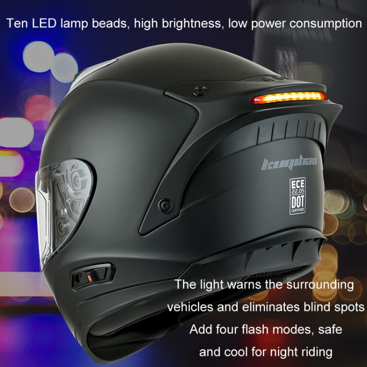 KUQIBAO Motorcycle Dual Lens Anti-Fog Helmet With LED Light, Size: XXL(White) - Helmets by KUQIBAO | Online Shopping South Africa | PMC Jewellery | Buy Now Pay Later Mobicred