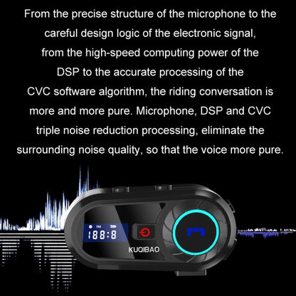 KUQIBAO Motorcycle Helmet Waterproof Bluetooth Headset With Screen(Soft Microphone) - Motorcycle Walkie Talkie by KUQIBAO | Online Shopping South Africa | PMC Jewellery | Buy Now Pay Later Mobicred