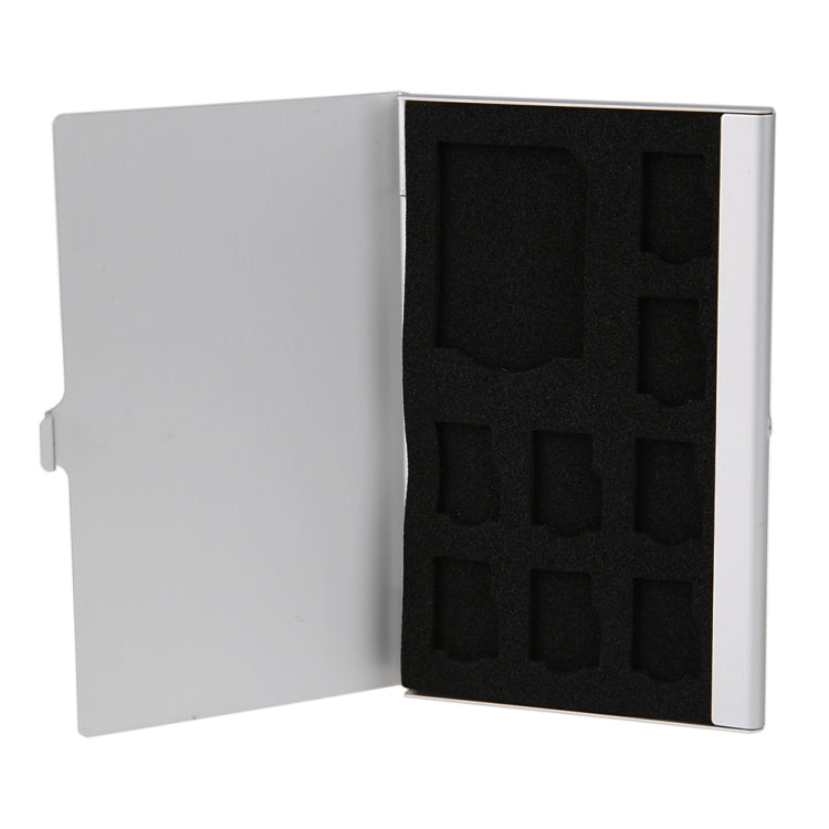 1SD+ 8TF  Aluminum Micro SD Cards Holder Pin Storage Box 9 solts for SD/ SIM/TF Memory Card(Silver) - Card Case by PMC TechLife | Online Shopping South Africa | PMC TechLife