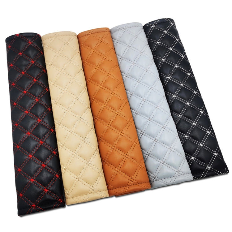 Rhombus Leather Seat Belt Shoulder Protector Pads, Color: Beige - Seat Belts & Padding by PMC TechLife | Online Shopping South Africa | PMC TechLife | Buy Now Pay Later Mobicred
