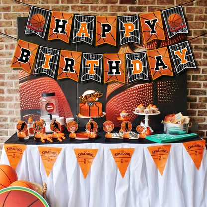 Basketball Theme Party Set Flag + Balloon + Cake Insert Set - Balloons by PMC Jewellery | Online Shopping South Africa | PMC Jewellery