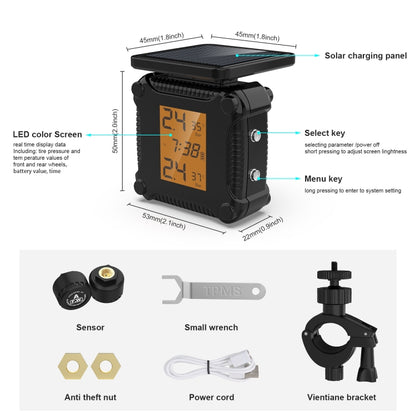 M8 Solar Motorcycle Tire Pressure Monitor Color Screen High Precision Sensor - Tire Pressure Gauges by PMC Jewellery | Online Shopping South Africa | PMC Jewellery