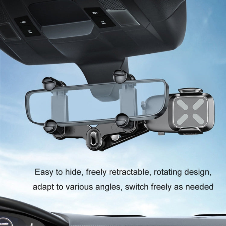 Car Rearview Mirror Navigation Retractable Multifunctional Mobile Phone Holder(Black) - free shipping - PMC TechLife - Order now!