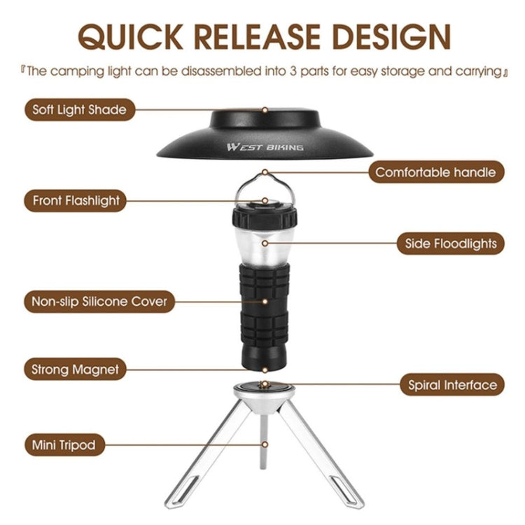 WEST BIKING Outdoor Lighthouse Camping Light LED Portable Magnetic Emergency Flashlight(Black) - Camping Lighting by WEST BIKING | Online Shopping South Africa | PMC TechLife | Buy Now Pay Later Mobicred