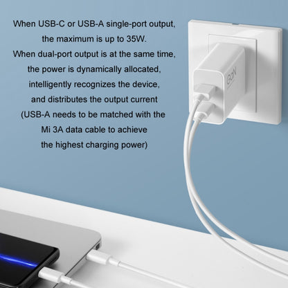 Original Xiaomi 35W USB-C+USB-A Fast Charge Portable Dual Port Charger(1C+1A), US Plug(White) - USB Charger by Xiaomi | Online Shopping South Africa | PMC Jewellery | Buy Now Pay Later Mobicred