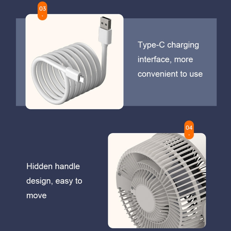 Desktop Air Circulation Upright Night Light Fan Household Rotatable Turbo Fan, Style: Charging Model - Electric Fans by PMC Jewellery | Online Shopping South Africa | PMC Jewellery | Buy Now Pay Later Mobicred