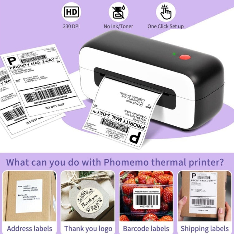 Phomemo PM246S Address Label Printer Thermal Paper Express E-Manifest Printer, Size: US(Black) - free shipping - PMC TechLife - Order now!