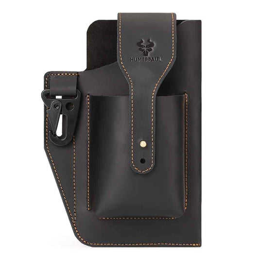 HUMERPAUL Retro Keychain Wears Belt Leather Mobile Phone Bag Men Waist Bag(Black) - Waist Bags by HUMERPAUL | Online Shopping South Africa | PMC Jewellery | Buy Now Pay Later Mobicred