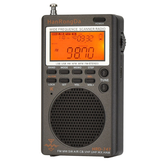 HanRongda HRD-747 Portable Full Band Digital Display High-Frequency Receiving Radio(Silver Gray) - Radio Player by HanRongda | Online Shopping South Africa | PMC Jewellery | Buy Now Pay Later Mobicred