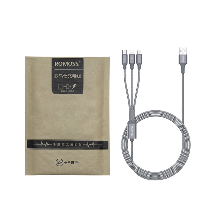 ROMOSS CB25 3 In 1 3.5A  8 Pin + Micro USB + Type C/USB-C Cable 1m(Rose Gold) - Multifunction Cable by ROMOSS | Online Shopping South Africa | PMC Jewellery | Buy Now Pay Later Mobicred