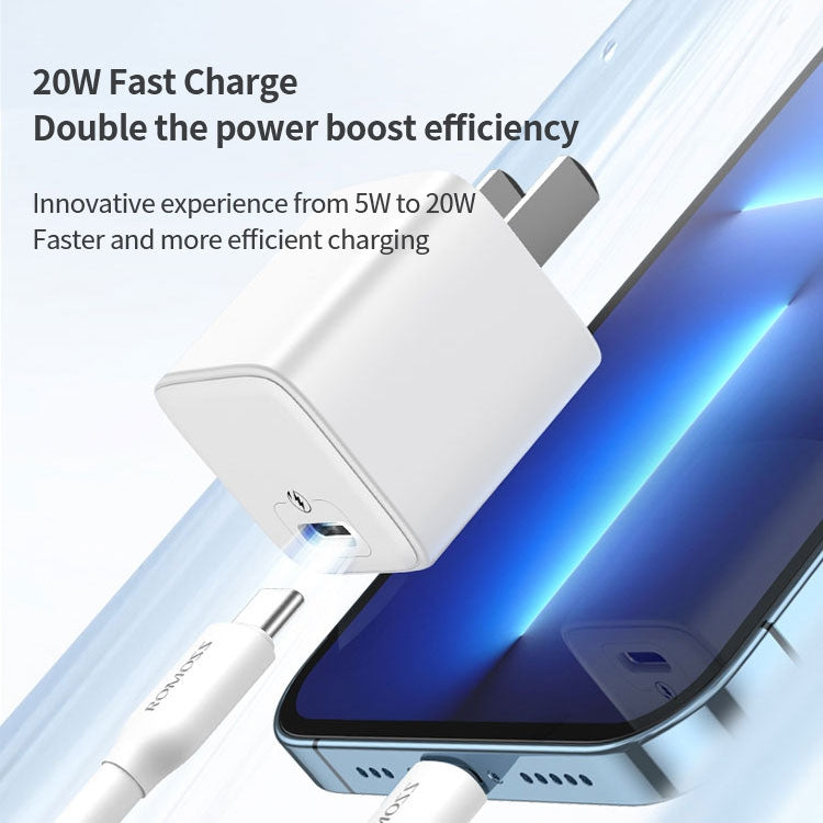 ROMOSS AC20Cmini  PD 20W Power Adapter Travel Charger For IPhone IPad With Cable Kit Blue - USB Charger by ROMOSS | Online Shopping South Africa | PMC Jewellery | Buy Now Pay Later Mobicred