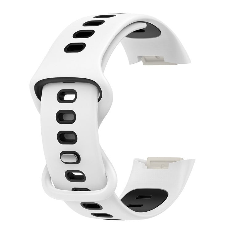 For Fitbit Charge 5 Smart Watch Sports Waterproof Two-Color Silicone Band(White Black) - Watch Bands by PMC Jewellery | Online Shopping South Africa | PMC Jewellery | Buy Now Pay Later Mobicred