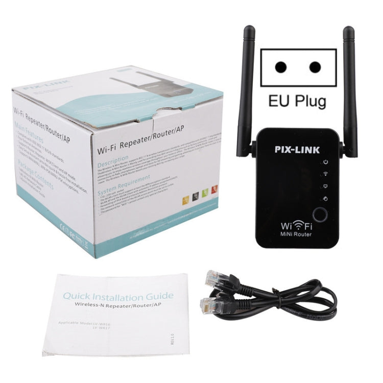 PIX-LINK 2.4G 300Mbps WiFi Signal Amplifier Wireless Router Dual Antenna Repeater(UK Plug) - Broadband Amplifiers by PIX-LINK | Online Shopping South Africa | PMC Jewellery | Buy Now Pay Later Mobicred