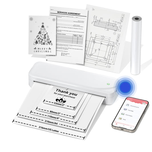 Phomemo M833  300dpi Wireless Bluetooth Thermal Printer Support Multi-Size Thermal Paper(White) - Printer by Phomemo | Online Shopping South Africa | PMC Jewellery | Buy Now Pay Later Mobicred