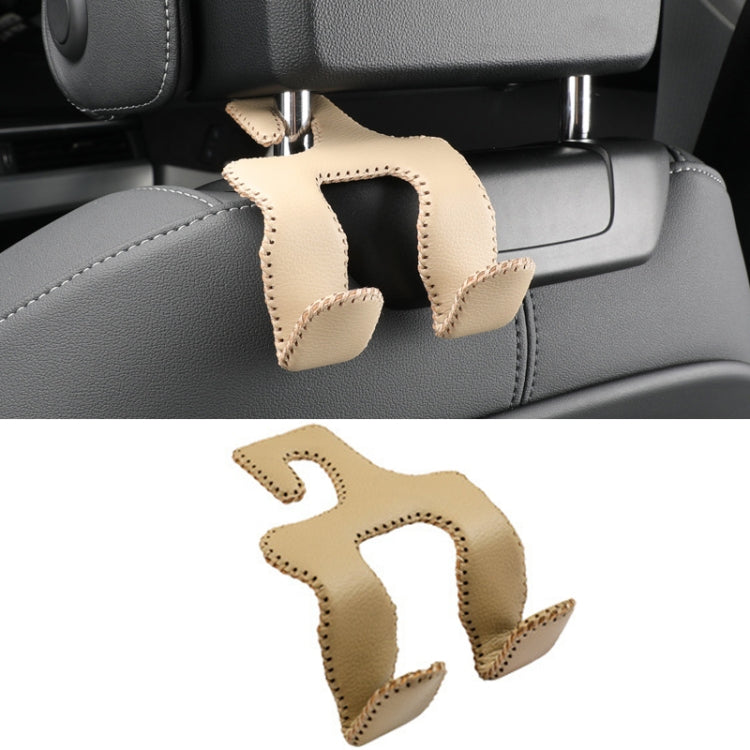 Car Double Hook Stainless Steel Rear Headrest Mobile Phone Holder(Beige) - Auto Fastener & Clips by PMC Jewellery | Online Shopping South Africa | PMC Jewellery | Buy Now Pay Later Mobicred