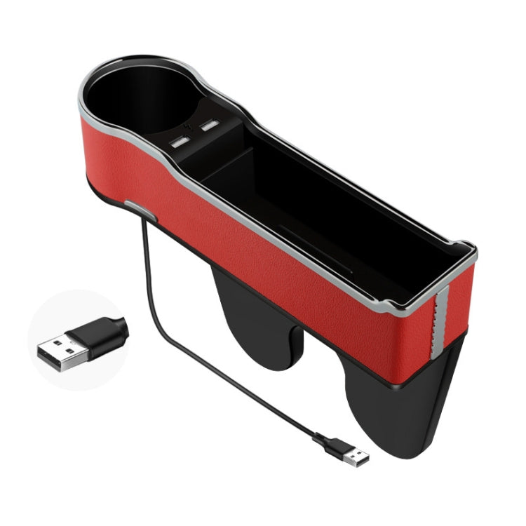 Car Seat Gap Storage Box Multifunctional Mobile Phone USB Charger, Color: Standard Red - free shipping - PMC TechLife - Order now!